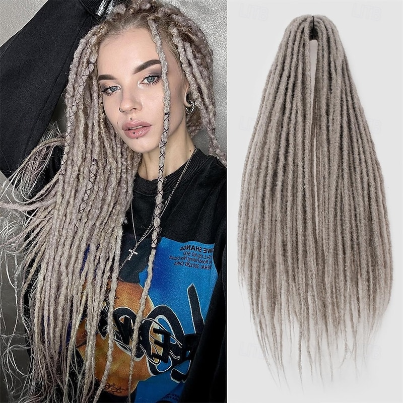 24 Inch Dreadlocks Extensions Hippie Locs Crochet Hair for Women 10 Strands Handmade Soft locs crochet locs Synthetic thin 0.6cm Double Ended Dreads Extensions