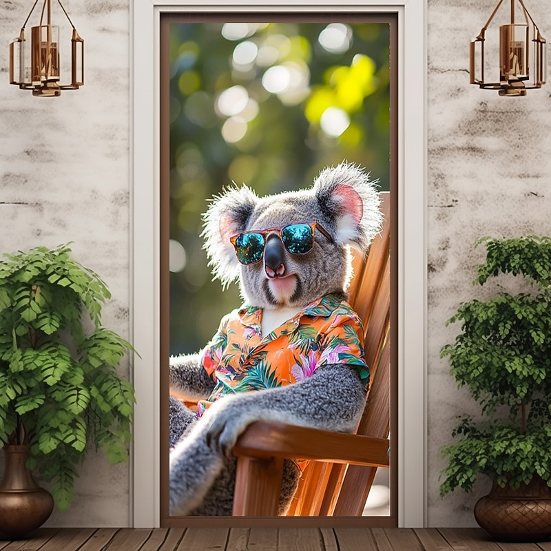 Koala Summer Door Decorations Door Covers Door Tapestry Door Curtain Decoration Backdrop Indoor/Outdoor Door Banner for Front Door Farmhouse