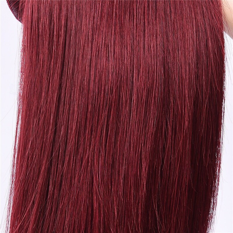 99J# Burgundy Color Hair 3 Bundles Of Human Hair Straight Human Hair Extensions 12-24 inch4