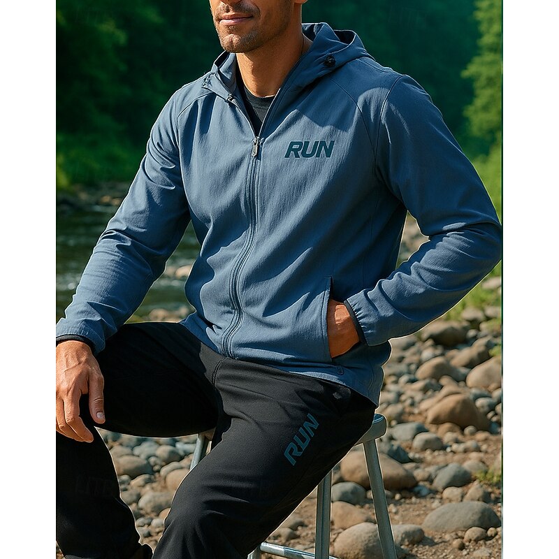 Men's Outdoor Jacket Hiking Jacket Sport Jacket Outdoor Waterproof Windproof Quick Dry Lightweight Hiking Outfits Hiking Clothes Spring Autumn / Fall Jacket Tennis Golf Running Solid Color Black Army