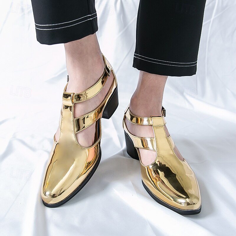 Gold Metallic Gladiator Sandals for Men – Stylish Open-Toe Design with Buckle Detail, Perfect for Summer Parties and Casual Events2