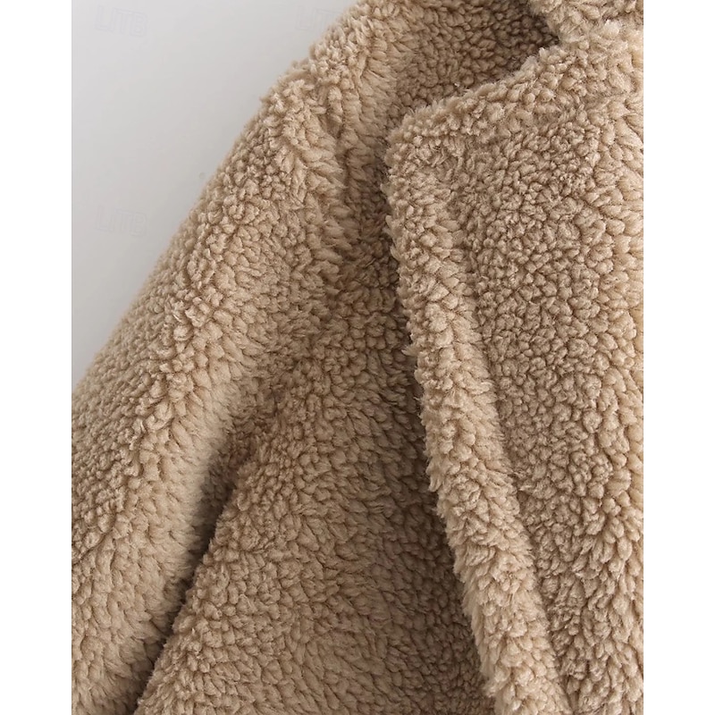 Women's Coat Warm Comfortable Pocket Buttons Casual Plain Holiday Casual Daily Single Breasted Long Turndown Regular Fit Long Sleeve Outerwear Khaki Fall Winter3