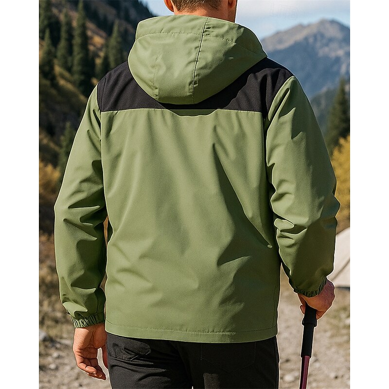 Men's Outdoor Jacket Hiking Jacket Outdoor Waterproof Windproof Breathable Quick Dry Hiking Outfits Hiking Clothes Spring Autumn / Fall Jacket Tennis Golf Running Solid Color Black Ivory Brown2