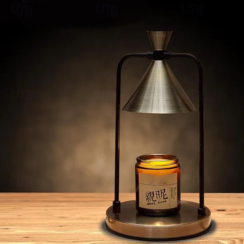 Retro Aromatherapy Candle Lamp, Dimmable Bedside Table Lamp, Black, Modern Style, LED Bulbs, 110V, 35W, Smoke-Free, Indoor Use3