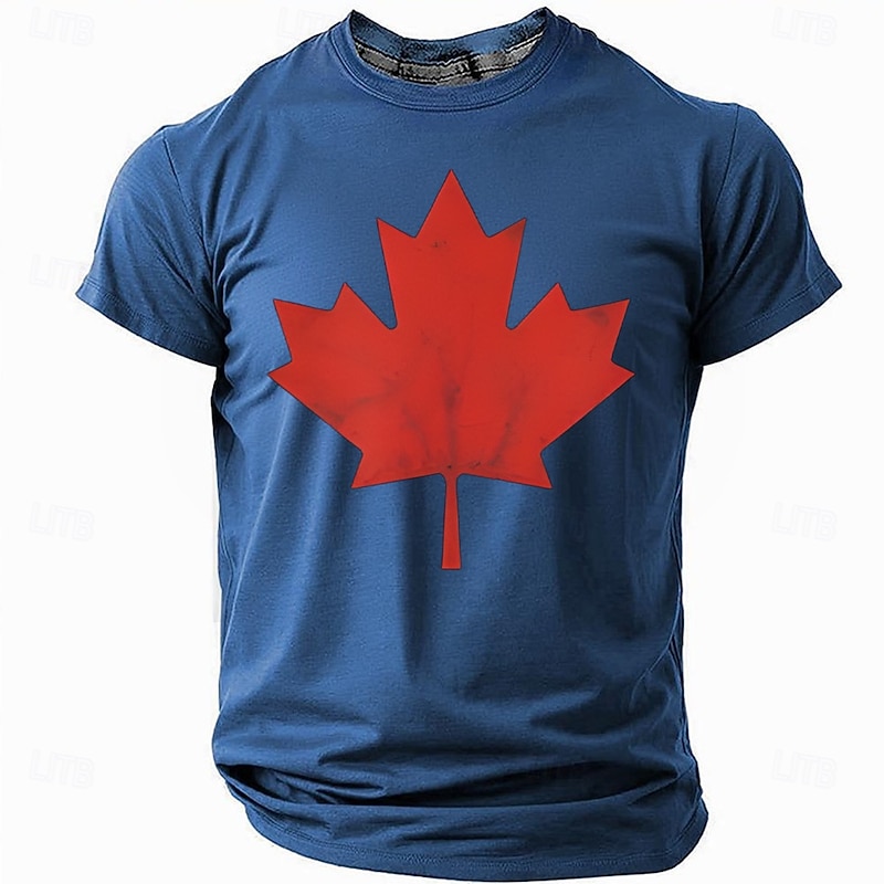 Men's Short Sleeve Canadian Maple Leaf T-Shirt - Patriotic Canada National Pride Tee3