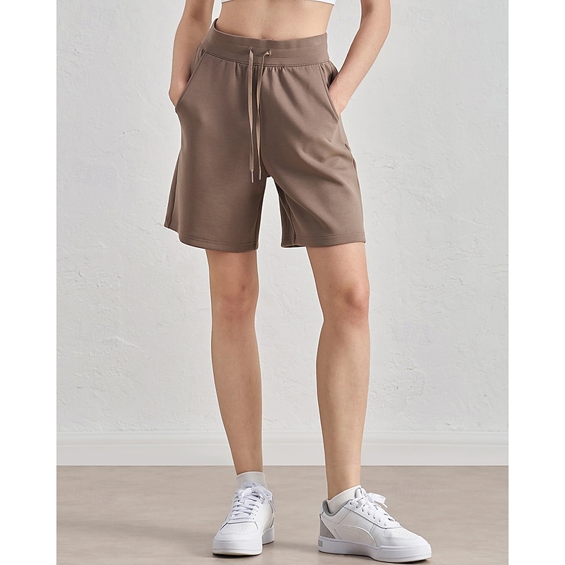 Women's fitness pants Pilates Pants Yoga Pants Drawstring with Pockets Lightweight High Waist Gym Pilates Zumba Bottoms Solid Color Black White Blue Sports Activewear Micro-elastic Loose Fit