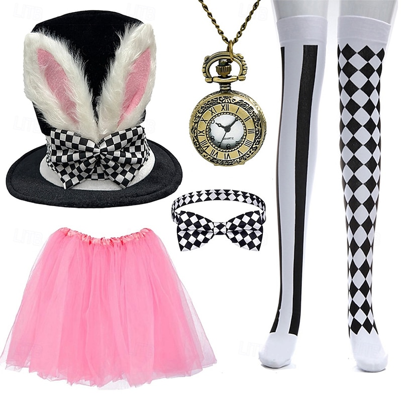 Alice in Wonderland Fairy Tale Mad Hatter Accessories Set Storybook Characters Cosplay Movie Cosplay for Unisex Kids Adults' Halloween Carnival World Book Day Performance Educational Dress Up School3