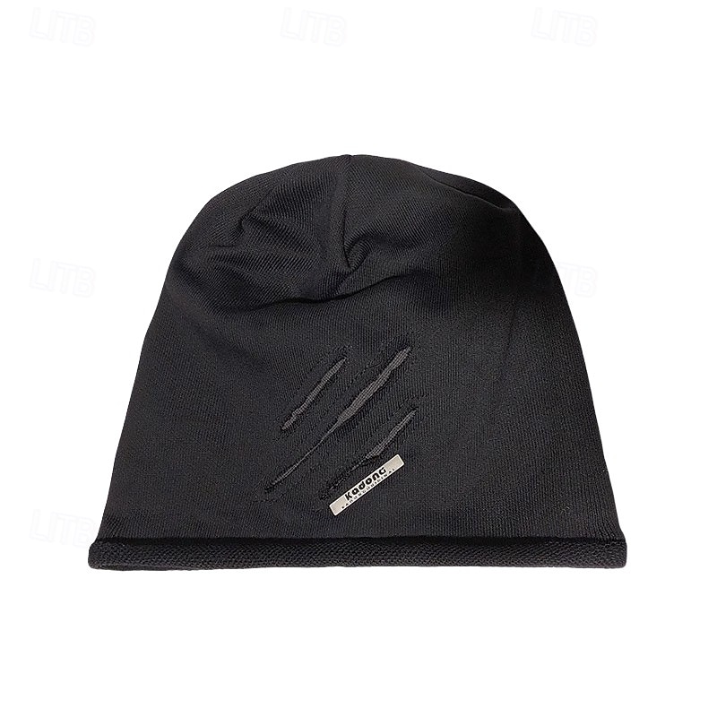 Men's Unisex Beanie Hat Winter Hats Winter Beanie Hat Black Brown Cotton Ripped Casual Cozy Daily Wear Going out Solid / Plain Color Warm4