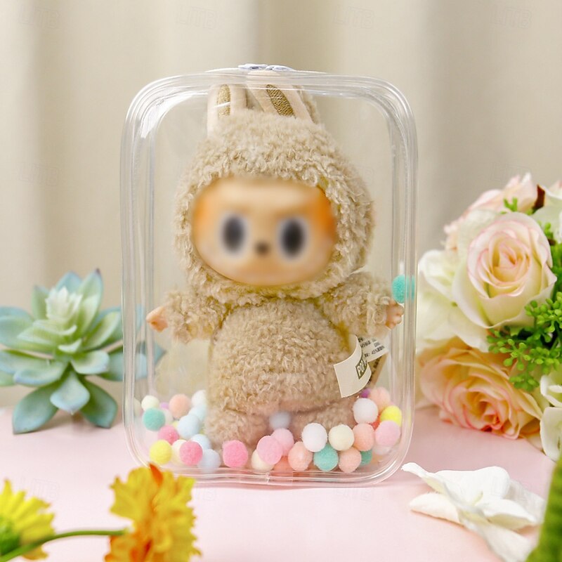Clear Bag Keychain For 17/15cm Plush Doll(NO DOLL)Hanging Display CaseProtective CasePlastic PVC Storage Box (Clear Bag)