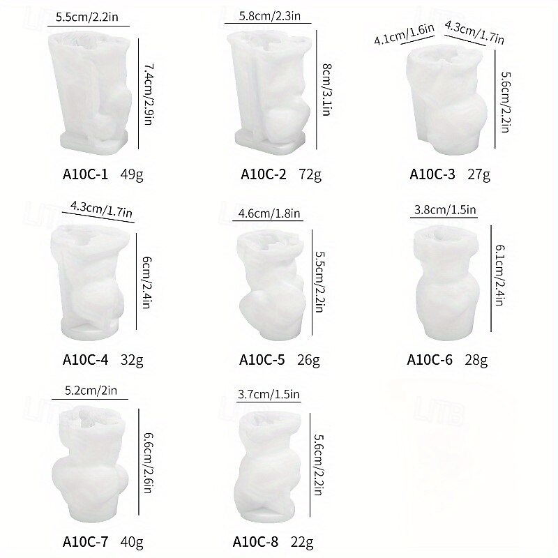 8pcs Dog Shape Mold Silicone Three-dimensional Animal Handmade Plaster Clay Candle Holder Mold2