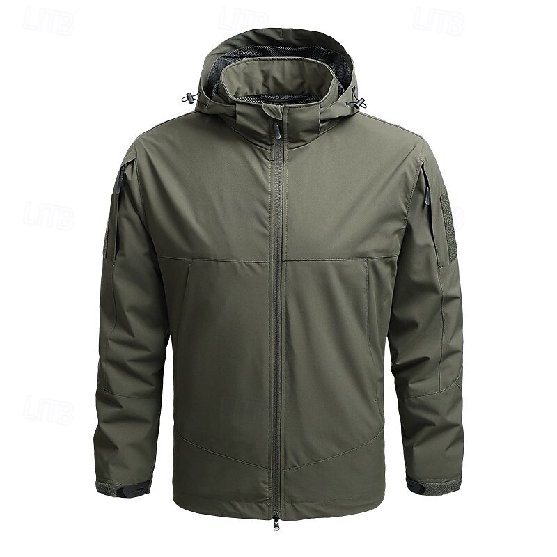 Men's Outdoor Jacket Hiking Jacket rain coat Outdoor Waterproof Windproof Hiking Outfits Hiking Clothes Spring Autumn / Fall Top Camping / Hiking / Caving Running Solid Color Black Green Khaki3