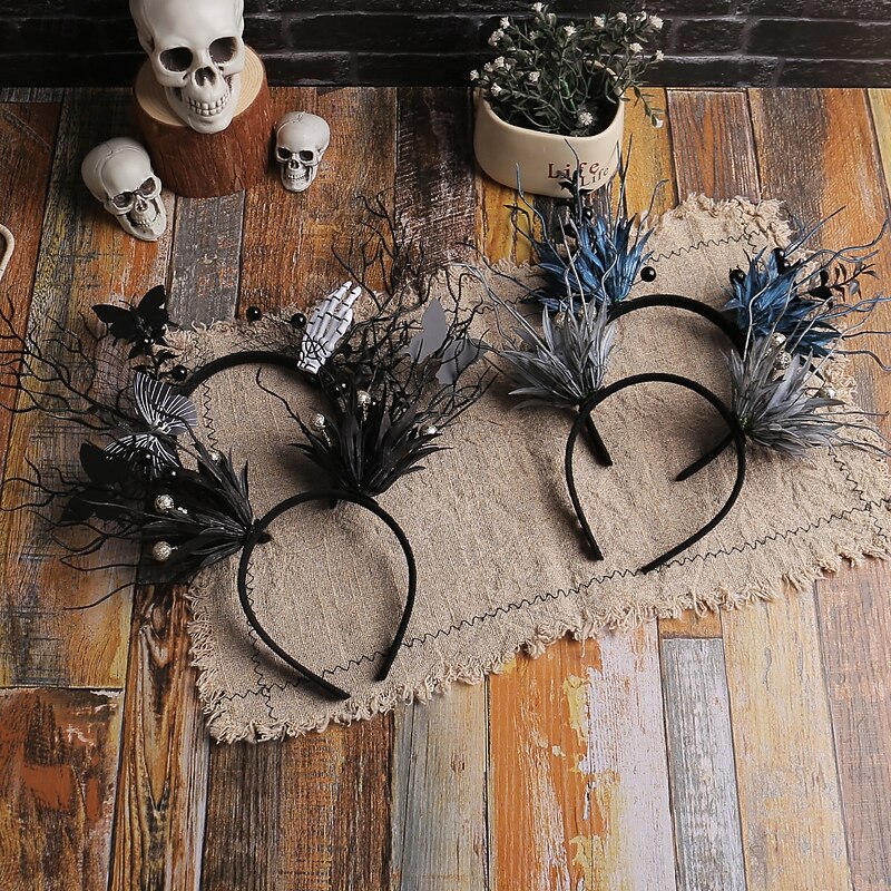 Halloween Headband Funny Bat, Ghost Hand, Antler and Branch Hair Hoop, Cute Party Costume Accessory for Festival Dress-Up and Photo Props4