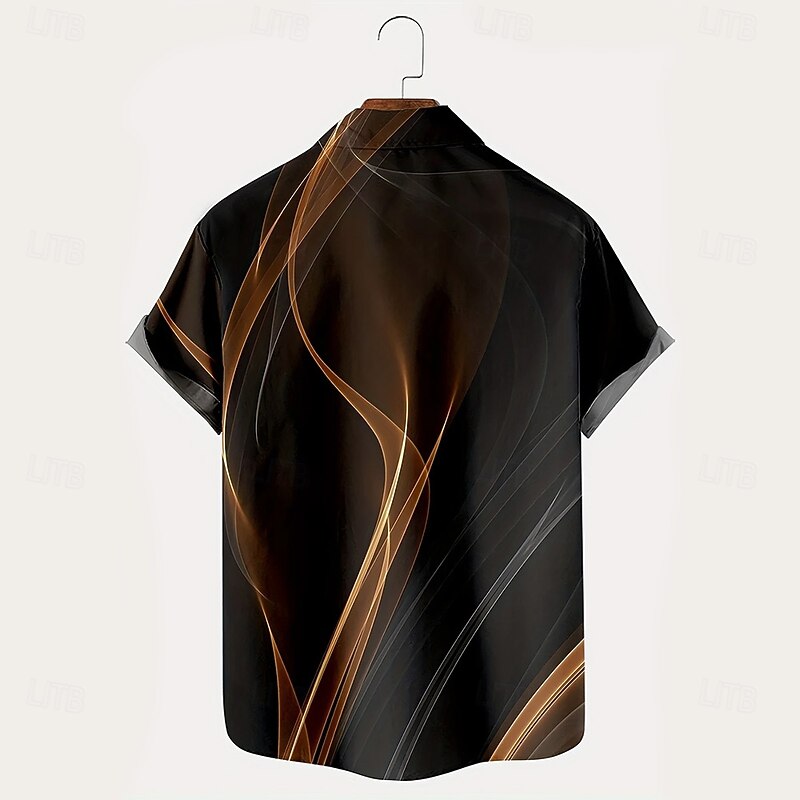 Men's Coconut Tree Waves Shirt Summer Hawaiian Shirt Button Up Shirt Short Sleeve Hawaiian Holiday Beach Wear Summer Spring Turndown 3D Print Collared Shirts Front One Pocket Black2