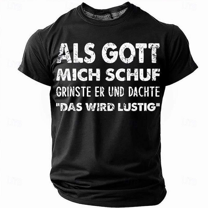 Men's Funny Short Sleeve T-Shirt with 'When God Created Me He Grinned That Will Be Funny' Quote, Humorous Lifestyle Tee Top