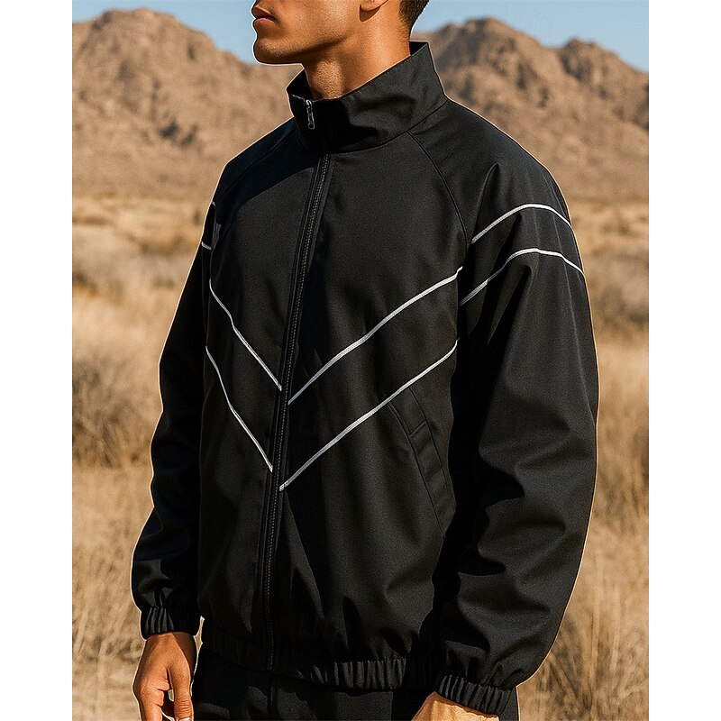 Men's Outdoor Jacket Hiking Jacket rain coat Outdoor Waterproof Quick Dry Lightweight Breathable Hiking Outfits Hiking Clothes Spring Autumn / Fall Jacket Tennis Golf Running Solid Color Black Sky3