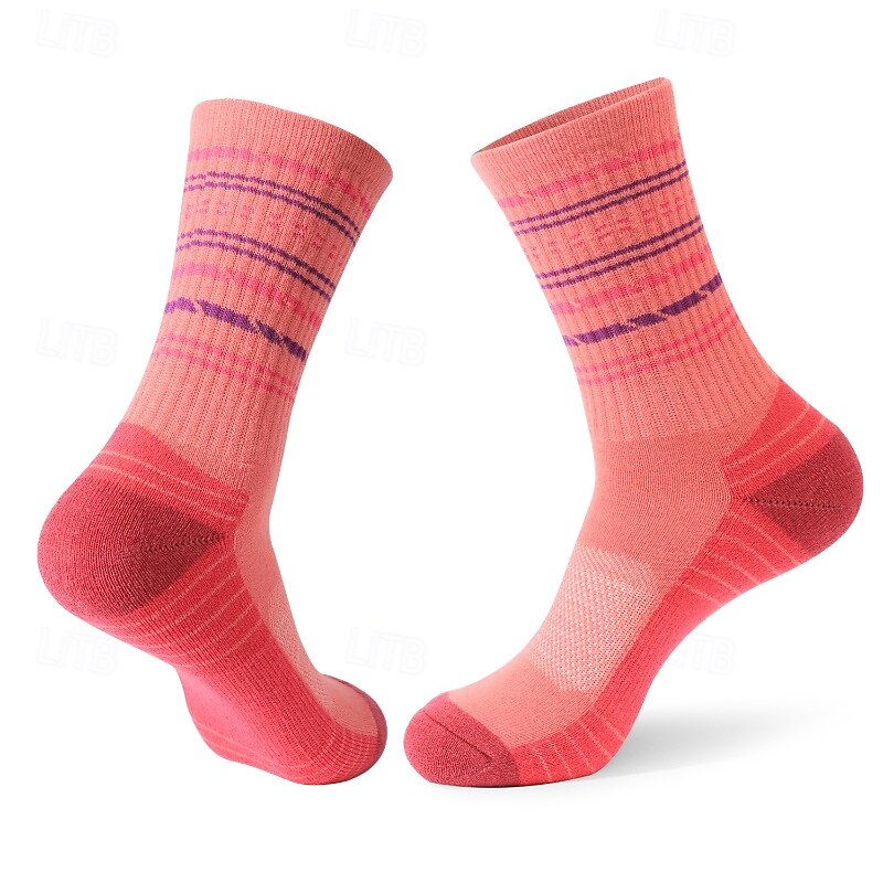 1 Pair Women's merino wool socks Running Socks Sports Socks Thermal Warm Breathable Anti Blister Sweat-Wicking Outdoor mid crew Patchwork Wool Violet Black White for Running4