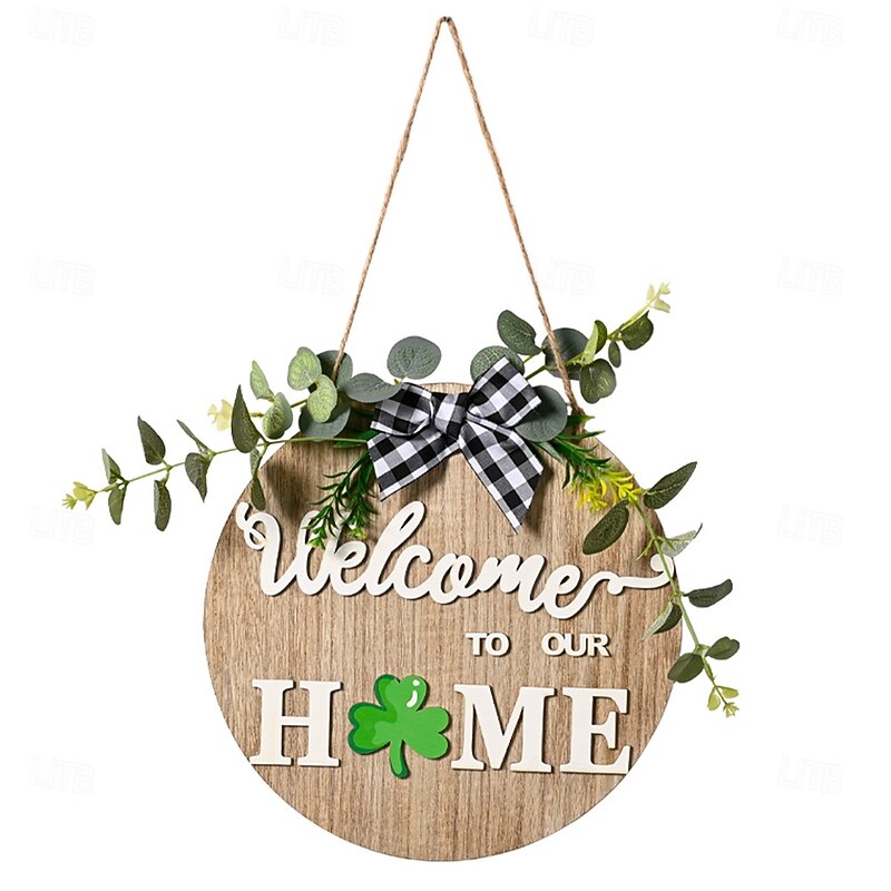 Welcome Sign for Front Door, DIY Interchangeable Pattern Wreath Decorations for All Seasons, Front Porch Decor Hanging Gift for Farmhouse Home, Outdoor Indoor Wooden Sign3