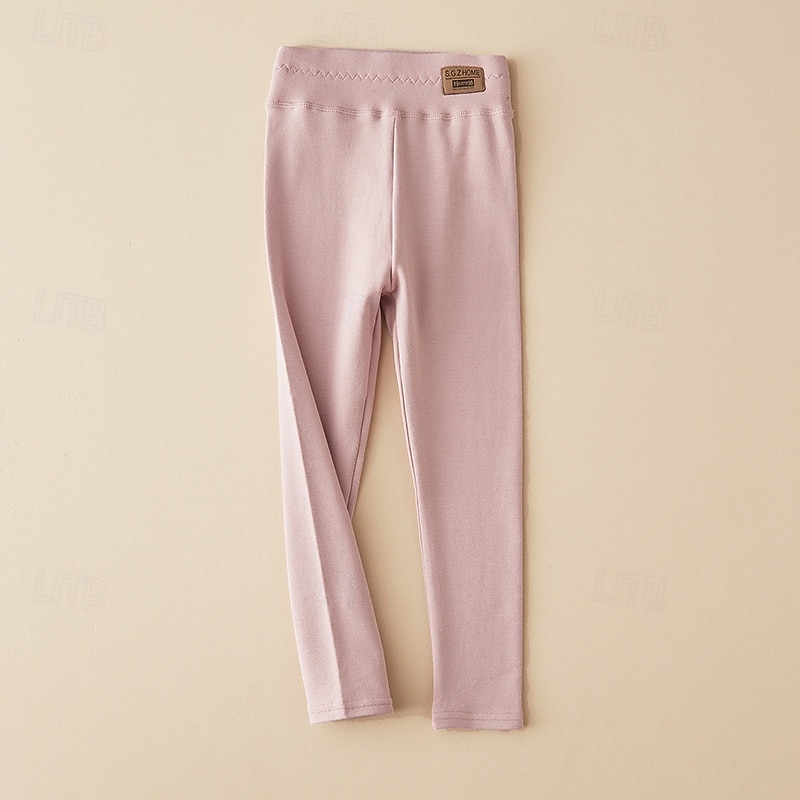 Kids Girls' Leggings Solid Color Streetwear Outdoor 4-12 Years Fall Black Pink Light Grey3