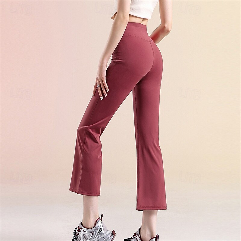 Women's pilates leggings Sports Pants Yoga Leggings Flared Lightweight Pilates Zumba Running Capri Leggings Solid Color Black White Pink Fall Winter Sports Activewear Micro-elastic3