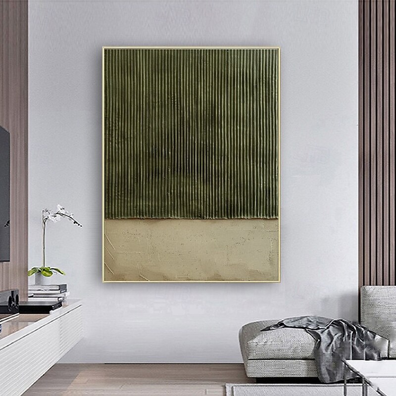 Handmade Oil Painting Canvas Wall Art Decoration Wabi-Sabi Style Retro Green Texture Abstract for Home Decor Stretched Frame Hanging Painting/Rolled Frameless Unstretched Painting2