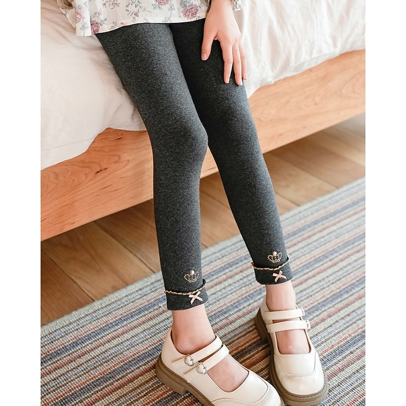 Kids Girls' Leggings Solid Color Streetwear Outdoor 4-12 Years Fall Black White Pink