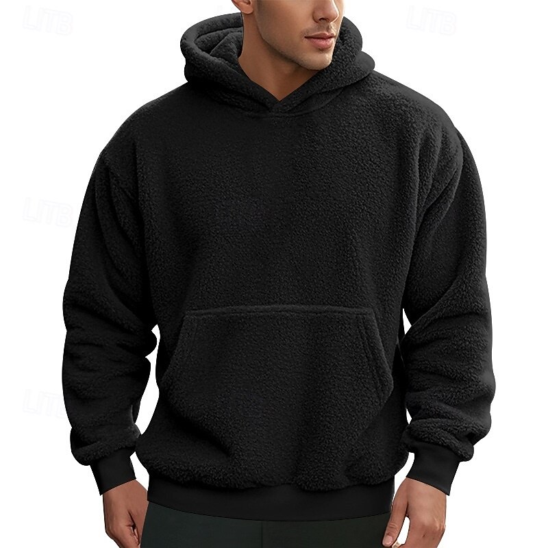 Men's Hoodie Pullover Hoodie Sweatshirt Fleece Hoodie Black Blue Brown Khaki Gray Hooded Plain Pocket Front Pocket Kangaroo Pocket Casual Daily Holiday Polyester Streetwear Casual Fuzzy Fall & Winter2