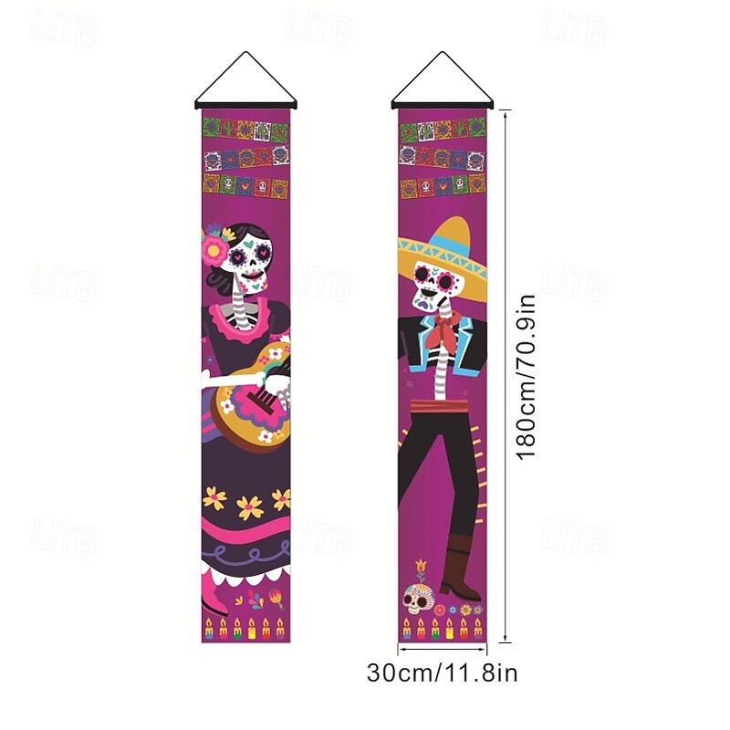 2025 New Christmas and Halloween Door Banner, Cross-Border Holiday Hanging Cloth, Nutcracker Soldier Decoration Backdrop3