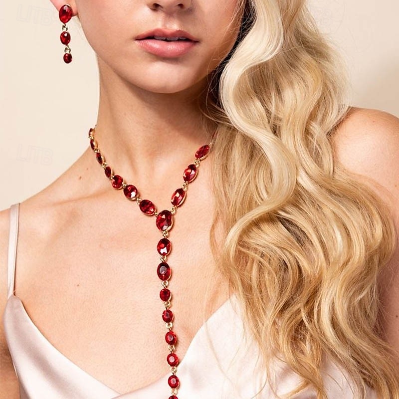 Bridal Jewelry Sets Two-piece Suit Imitation Diamond 1 Necklace Earrings Women's Fashion Personalized Sweet Lovely Classic Love Precious irregular Jew