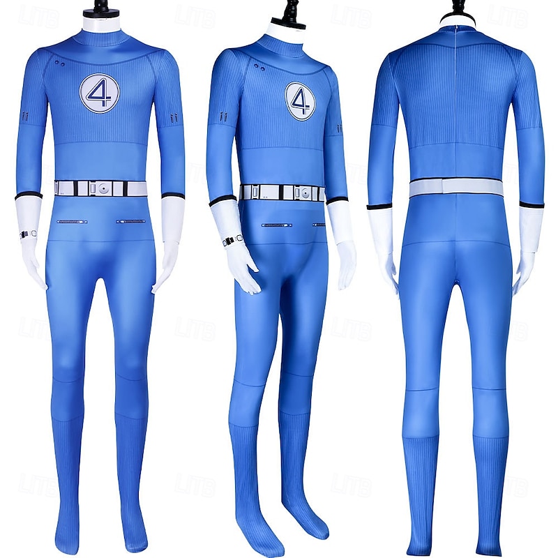 The Fantastic Four: First Steps Superhero Mister Fantastic Jumpsuit Bodysuits Carnival Costume Dress Up Movie Cosplay for Men's Adults' Halloween Carnival World Book Day Performance Party Comic Con3