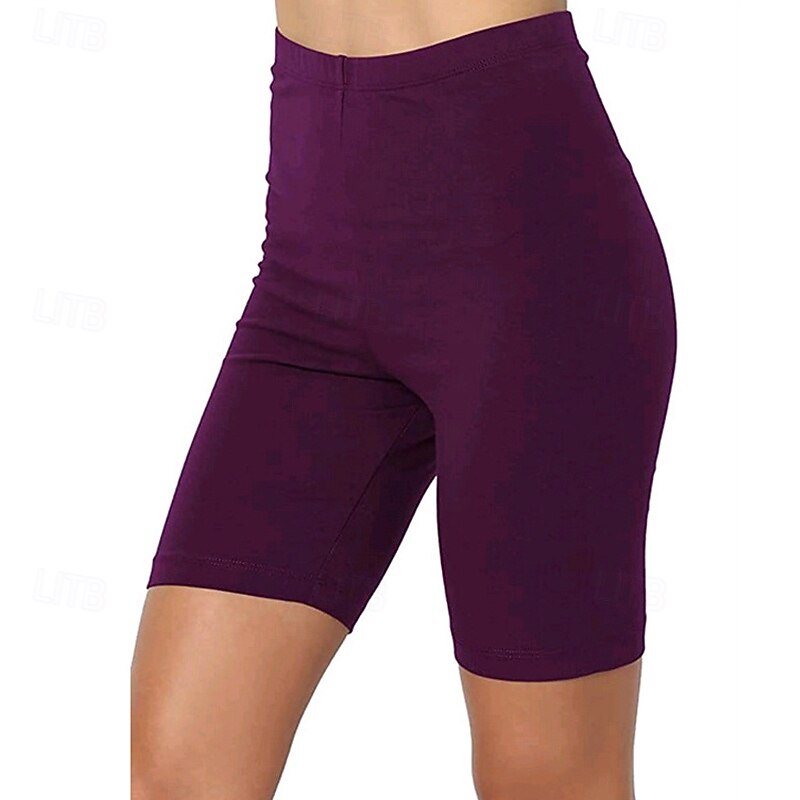 Women's Shorts Leggings Cozy Leggings Streetwear Casual Knee Length High Waist Plain Elastic Waist Breathability Stretchy Vacation Street Daily Wear Wine Black White Pink Summer Regular Fit3