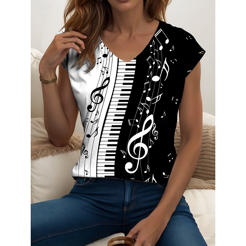 Women's Graphic Geometric Striped Camisole Tank Top Vintage Stylish Casual Sleeveless V Neck Regular Tops Daily Print Black and White White / Black White Summer