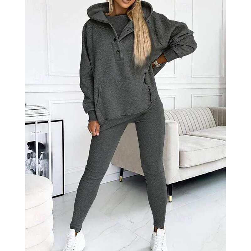 Women's Tracksuit Leggings 3-Piece Zipper Pocket Solid Colored Clothing Suit Fall Dark Grey Dark Navy Workout Athleisure Running Thermal Warm Windproof Long Sleeve Sport Activewear Stretchy Regular4