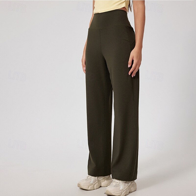 Women's fitness pants sport pants Yoga Leggings Lightweight Pilates Running Fitness Pants Solid Color Light Brown Black White Fall Winter Sports Activewear Micro-elastic2