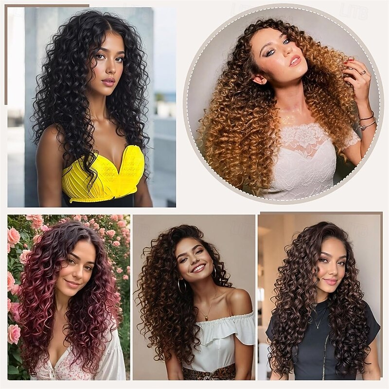 Clip in Hair Extensions Synthetic hair Clip in 140G 7Pcs/Lot Japanese Heat Resistant Fiber Hairpieces Deep Wave/Body Wave/Straight hair3