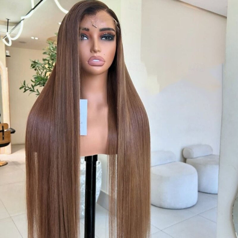 Brazilian Remy Human Hair 5x5 Closure Wigs 13x4 Lace Frontal Human Hair Wig Ombre Bone Straight Colored Wig with Baby Hair Pre-Plucked4