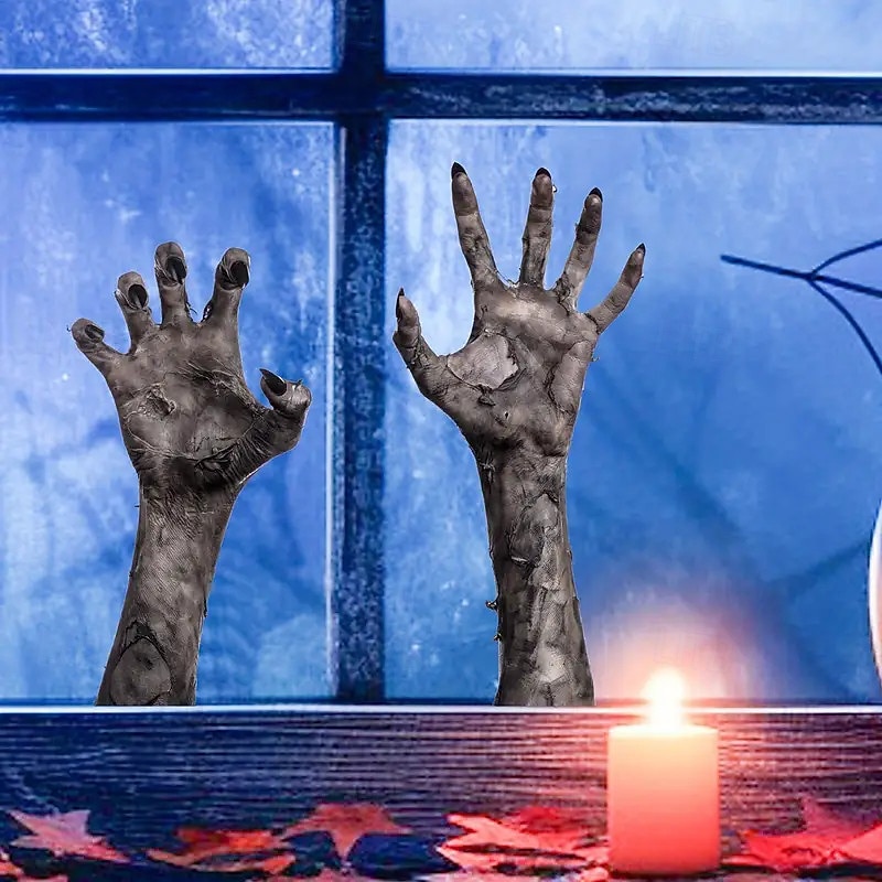 Ghostly Hand Window Sticker - Halloween Zombie Wall Stickers Matte Self-Adhesive PVC Stickers for Home Office Bedroom and Bar4