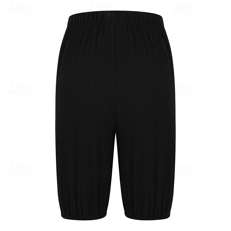 Women's Linen-Inspired Shorts Shorts Streetwear Casual Knee Length Mid Waist Plain Pocket Elastic Drawstring Design Breathability Soft Micro-elastic Vacation Street Daily Wear Wine Depression Green3