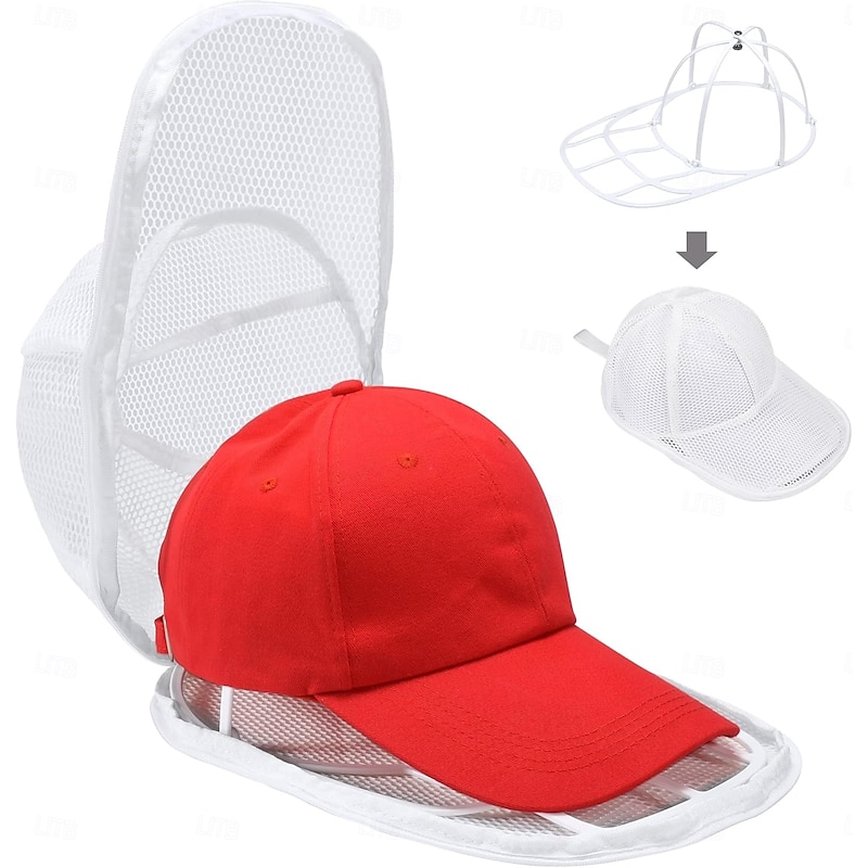 Hat Washer Cage for Baseball Caps, Foldable Hat Washing Protector Bag for Washing Machine, Anti-Deformation Hat Cleaner Laundry Bag, 1 Pack