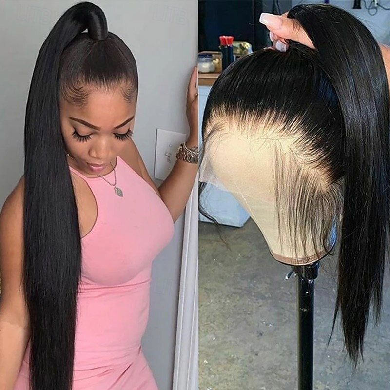 Full Lace Human Hair Wig Natural Color Straight Hair Wig 150% Density