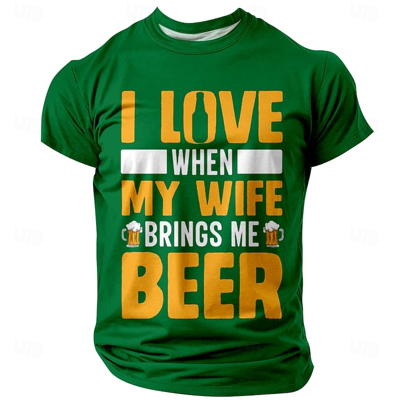 Men's Funny T-Shirt I Love When My Wife Brings Me Beer Graphic Tee Short Sleeve2