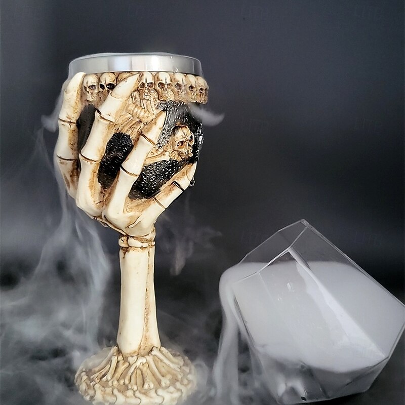 Halloween Skeleton Hand Wine Goblet, Double-Layer Resin and Stainless Steel Wine Cup, Spooky Cocktail Glass for Horror Party, Home Bar, and Gothic Drinkware Decor3