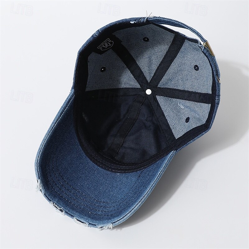 Men's Baseball Cap Sun Hat Trucker Hat Black Blue Jeans Embroidered Ripped Fashion Casual Street Daily Letter Adjustable Sunscreen Breathable3