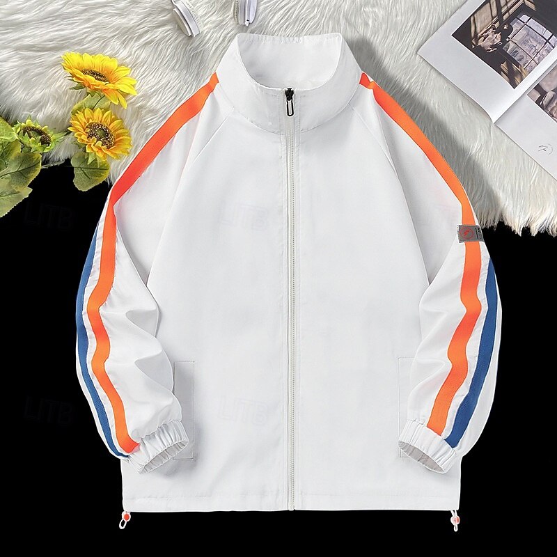 Men's Outdoor Jacket Hiking Jacket rain coat Outdoor Waterproof Windproof Hiking Outfits Hiking Clothes Spring Autumn / Fall Top Camping / Hiking / Caving Running Black White Blue2