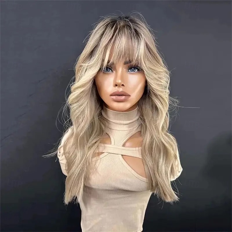 Brazilian Remy Human Hair Ombre Hair 5x5 Lace Closure Glueless Wigs with Baby Hair For Women Highlighted Wavy Blonde 13x4 Lace Front Human Hair Wig With Bangs4
