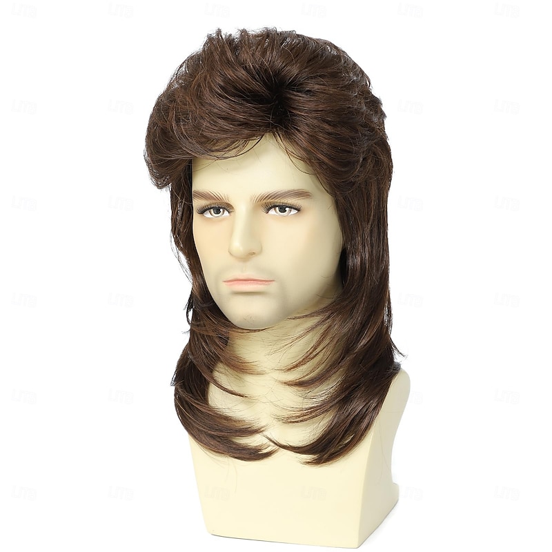 Mullet Wigs for Men,Joe Dirt,Emo Wig 80s 90s Costumes Fancy Party Accessory Cosplay Wig Halloween Man4