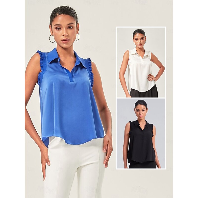 Ruffled Trim Collared Blouse2