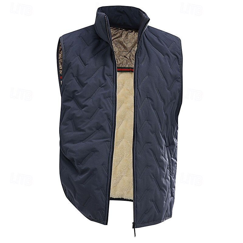 Men's Hiking Vest Fleece Vest Sleeveless Vest Outdoor Thermal Warm Lightweight Breathable Winter Zipper Polyester Black Khaki Grey Hunting Fishing Climbing2