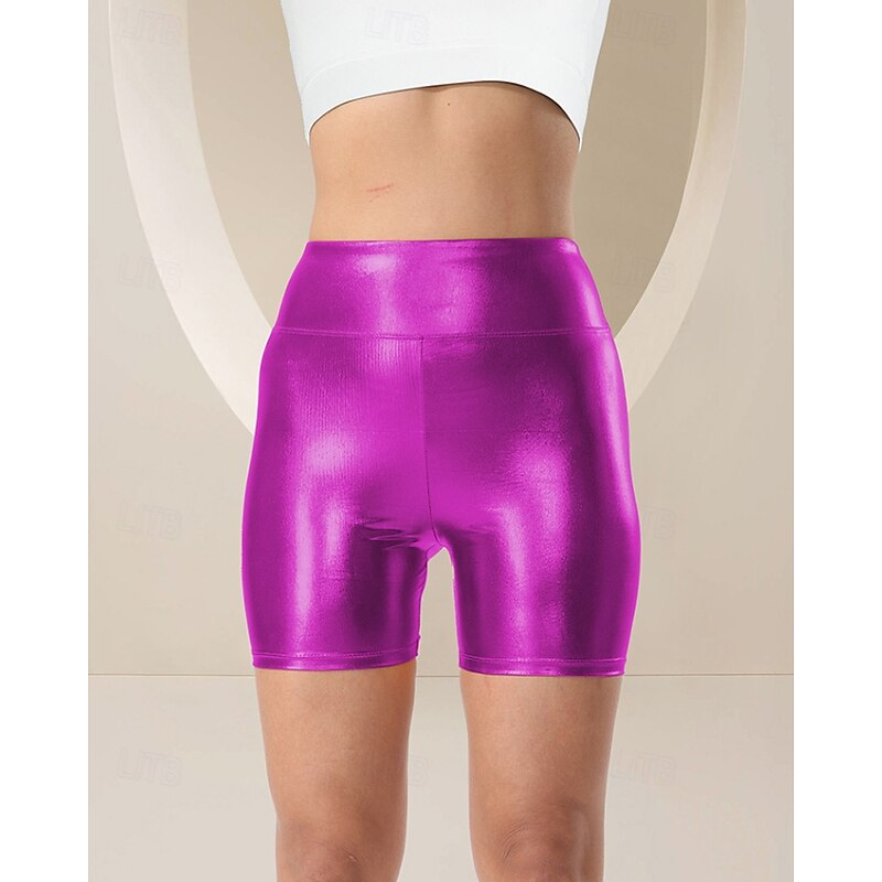 Women's pilates leggings sport pants Yoga Leggings Hot Stamping Lightweight Pilates Gym Running Shorts Solid Color Silver Purple Gold Plus Size Sports Activewear Micro-elastic2