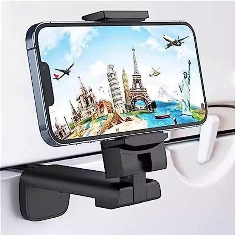 Airplane Travel Essentials Phone Holder Universal Handsfree Phone Mount for Flying with 360 Degree Rotation Accessory for Airplane Travel Must Haves Phone Stand for Desk Tray Table