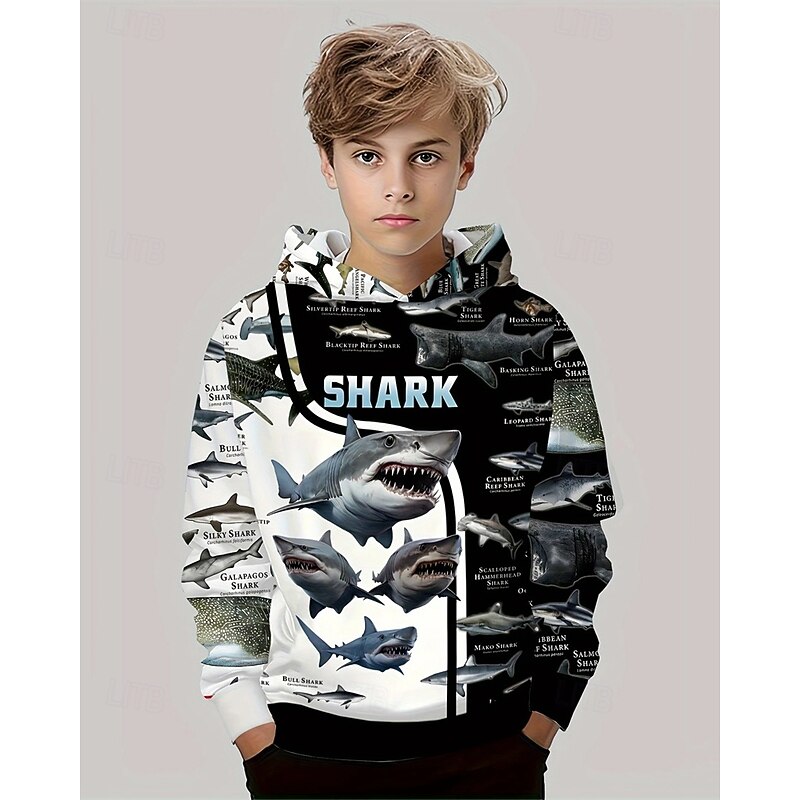 Boys' 3D Animal Hoodie Long Sleeve Spring Fall Fashion Streetwear Kids 4-12 Years Hooded Outdoor Casual Daily Regular Fit